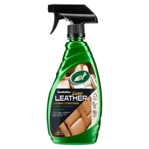 Sản phẩm chăm sóc da Turtle Wax Luxe Leather Cleaner & Conditioner với công thức ba tác động làm sạch, bảo dưỡng và bảo vệ bề mặt da.