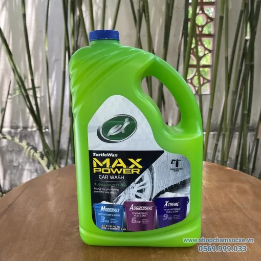 Nước rửa xe Turtle Wax Max Power Car Wash đậm đặc ba cấp độ, làm sạch tự trung bình đến cao.